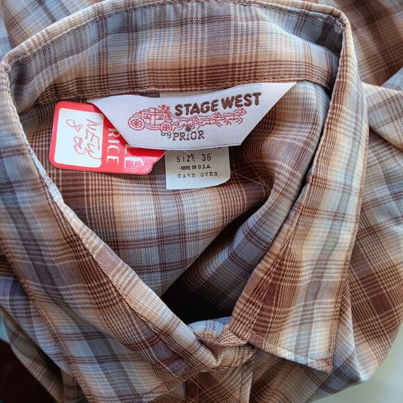 36 Large New Vintage Cowgirl Western Shirt 1980's Plaid Western Stage West USA - Picture 6 of 9